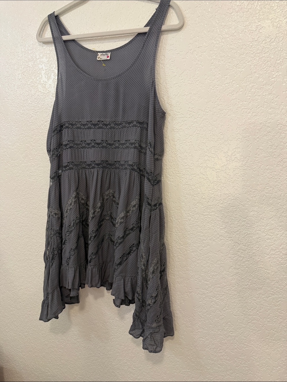 Free People Charcoal Lace-Trim Swing Tank - Picture 6 of 6